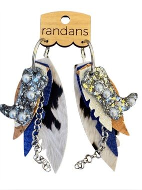 Randans Fringe Hoop Earrings w/ Boot & Pearl Detail – Western Boho
